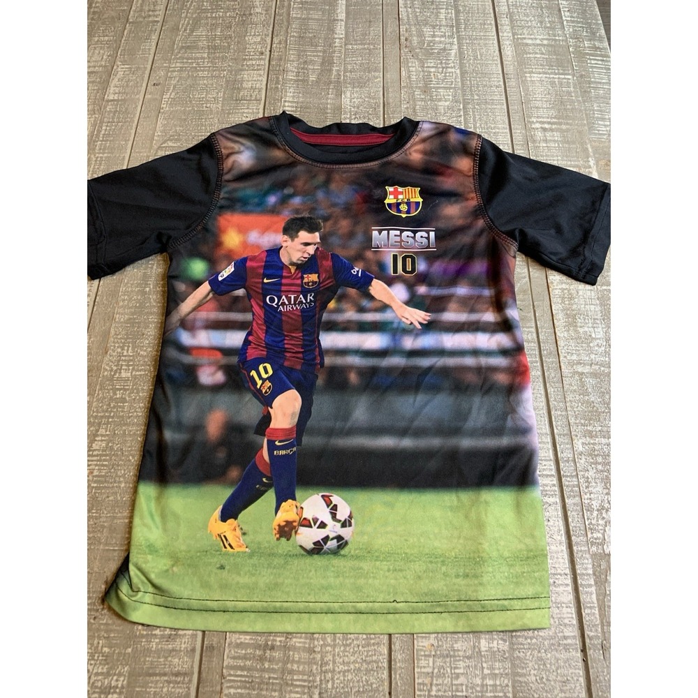 Vintage FC Barcelona Argentina World Cup Messi Soccer Tee T-Shirt Youth Size 7